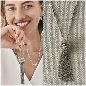 BRIGHTON Neptune’s Rings Tassel Necklace • JL4713 Mixed Metal Crystal Pendant